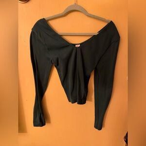 Green off the shoulder long sleeve top y2k